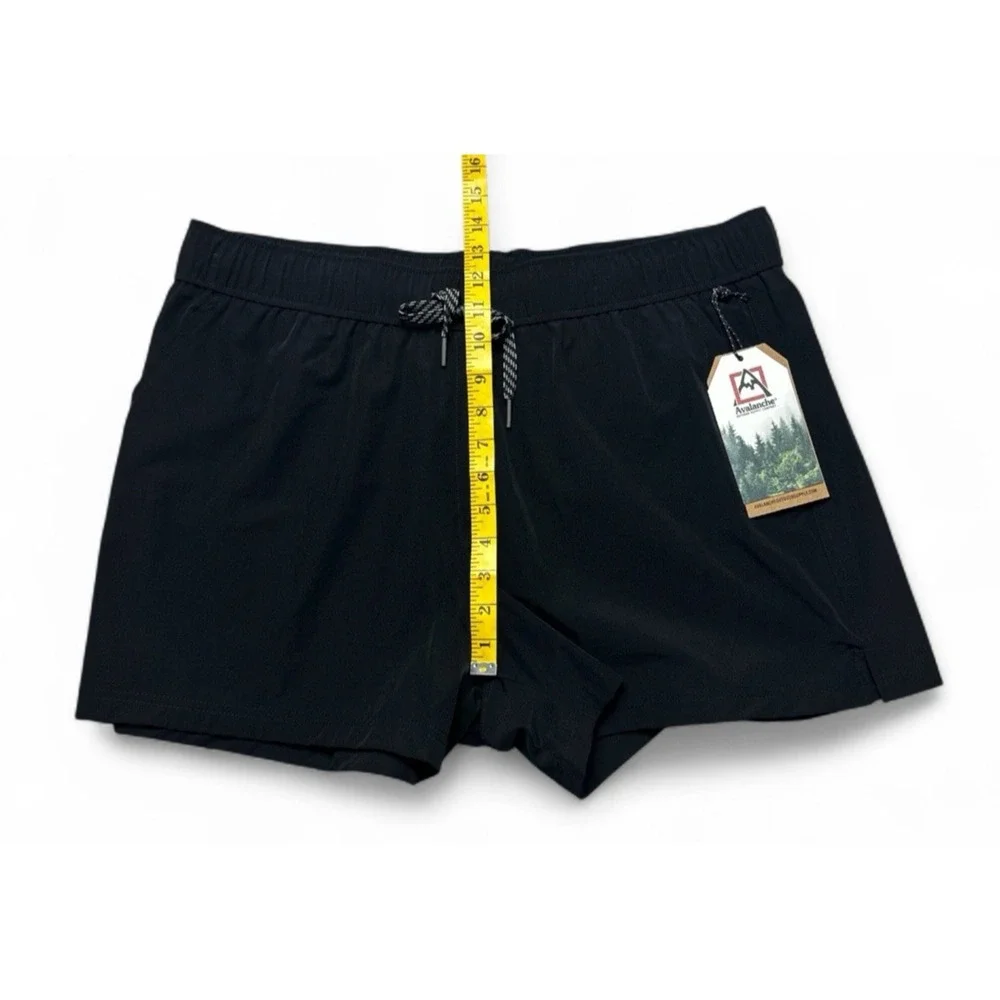 Avalanche Men's XL Hiking Shorts Black Ripstop 4-Way Stretch, UPF 30+, Reflectiv